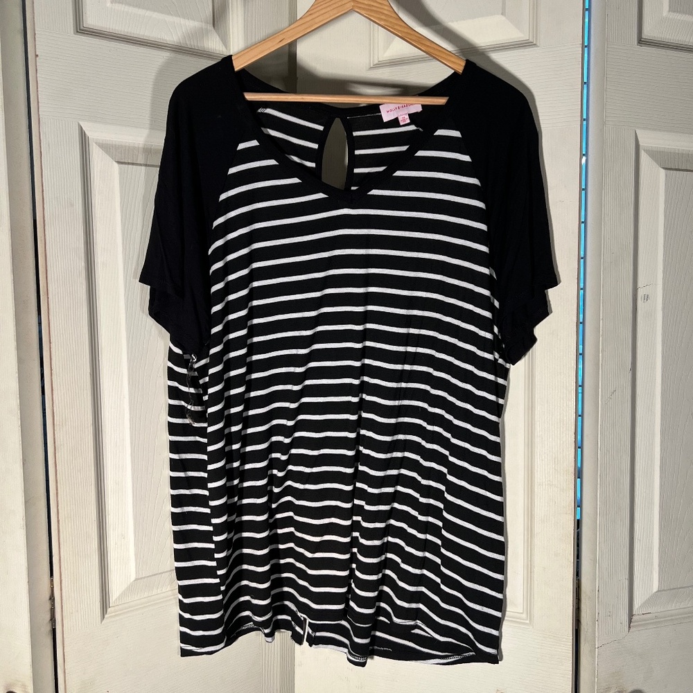 Molly Isadora Black and White Striped Shirt Size 2XL